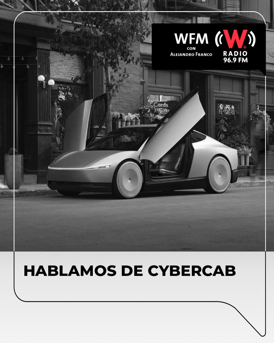 Miércoles en #WFMWRadio con <a href="/AlejandroFranco/">Alejandro Franco</a> y aquí menú:

Movilidad Sustentable en México con <a href="/chaparra/">Mariana Del Valle</a>

Hablamos de Cybercab con <a href="/vizzuett/">Roberto Vizzuett</a>

Entevista con Mariana Arriaga sobre A Cielo Abierto 

Artistas blancos que copiaron a artistas afros

Al aire 

play.wradio.com.mx