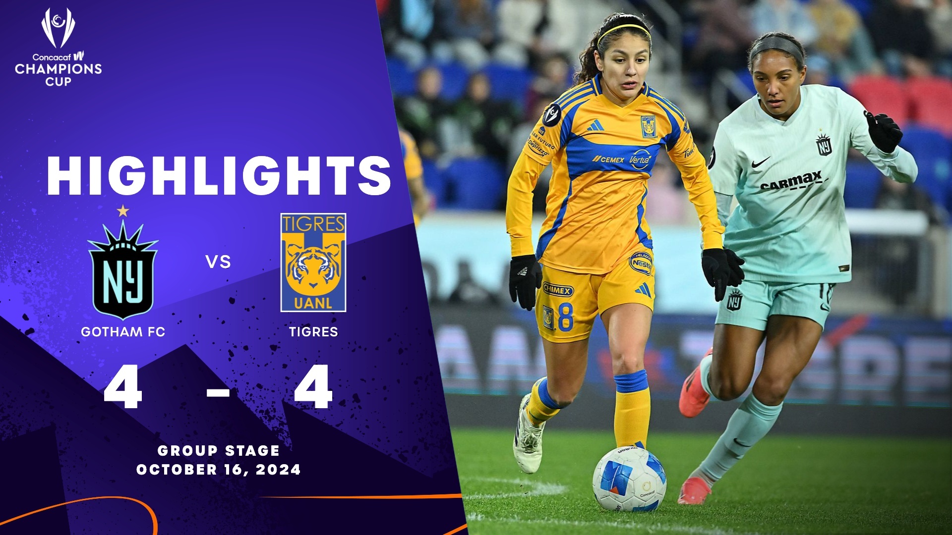 Thrilling match in the #WChampionsCup between Gotham FC and Tigres ⚡Enjoy the top moments of the game 📹