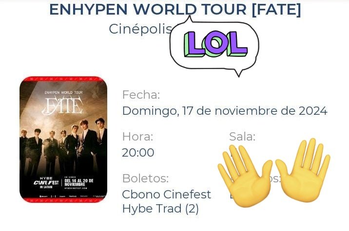 whyoolizz's tweet photo. SOY FELIZ 🫶🏻
#enhypen #ENHYPENonLoveYourW2024 #FATE_TOUR #HybeCineFest https://t.co/Ey8y8XHpv6