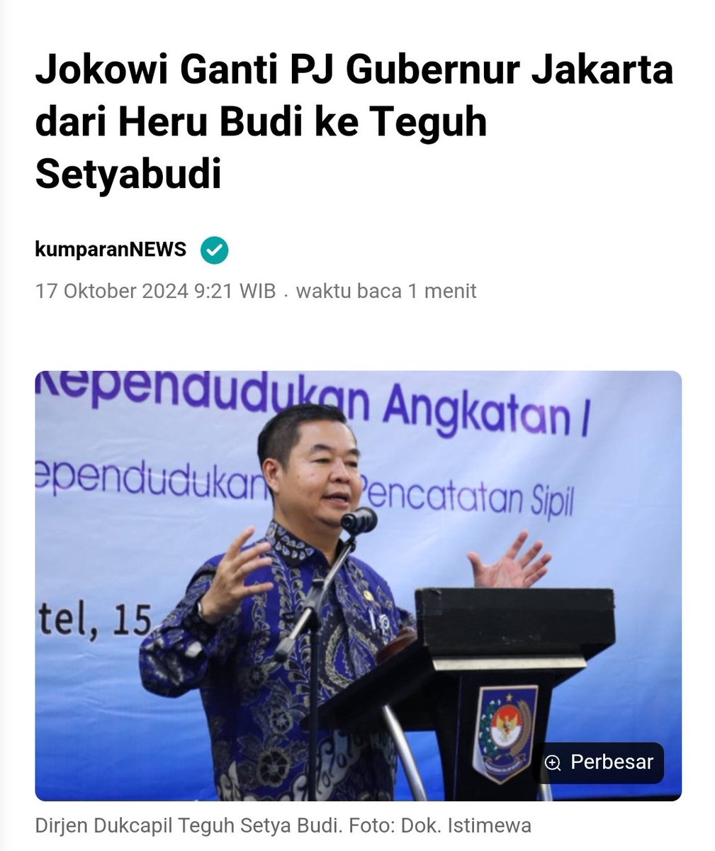 Mdy_Asmara1701's tweet photo. Breaking News!
PJ Gubernur kita bukan Heru Budi lagi. https://t.co/cM5WJVatQW