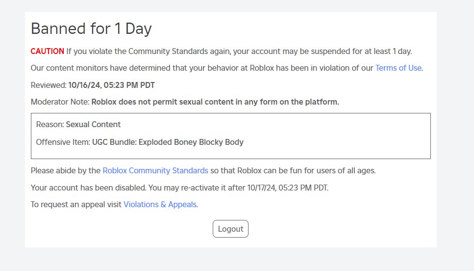 Wanna know what its like to be a #RobloxUGC creator?

I work for hours to make bundles.

I make quality work to support my company.

Roblox approves our items.

Roblox later changes the rules. 

Roblox then bans us for an item we made before that change. 

We lose money and time.