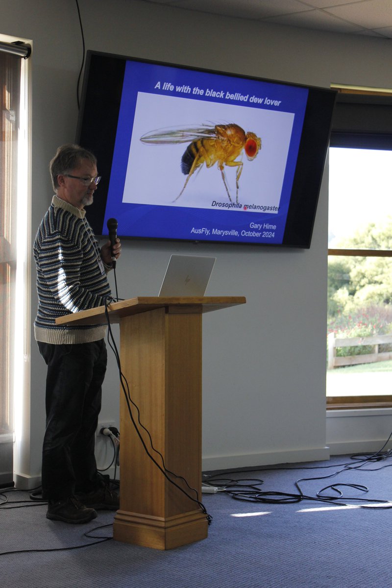 Huge thanks to <a href="/HimeGary/">Gary Hime</a> for the brilliant Keynote at AusFly2024! We're so grateful for everything you've done (and continue to do!) for the Australian fly research community. What a privilege to hear about your career and the incredible work your group continues to produce!