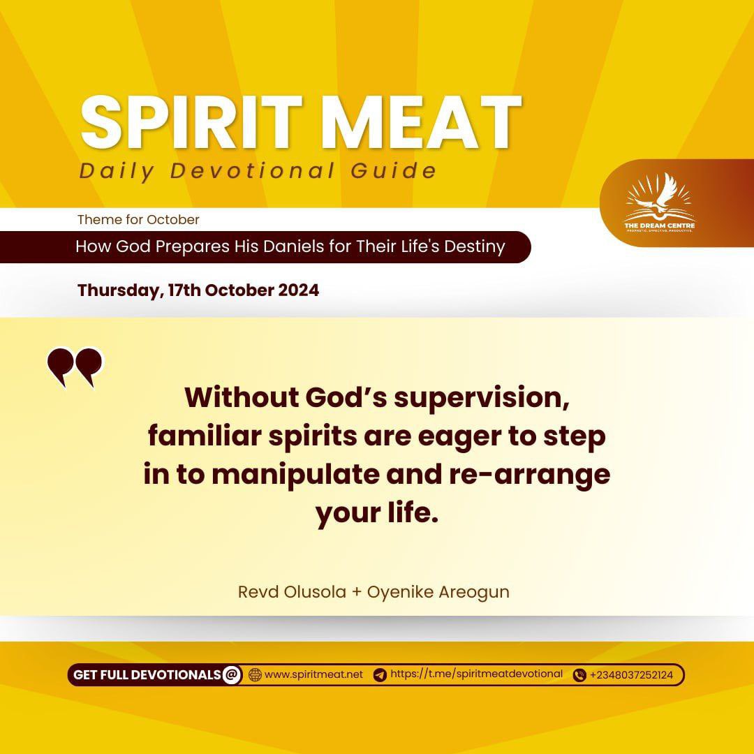 dcloicint's tweet photo. EMBRACING DIVINE TRAINING IN THE DANIEL’S JOURNEY (1) 
Daniel 2:10-18, Daniel 2:19, 27-30
Without God’s supervision, familiar spirits are eager to step in and manipulate and re-arrange your life. #SpiritMeat #ReverendAreogun #RevOyenikeAreogun https://t.co/tl6uR2n0eX