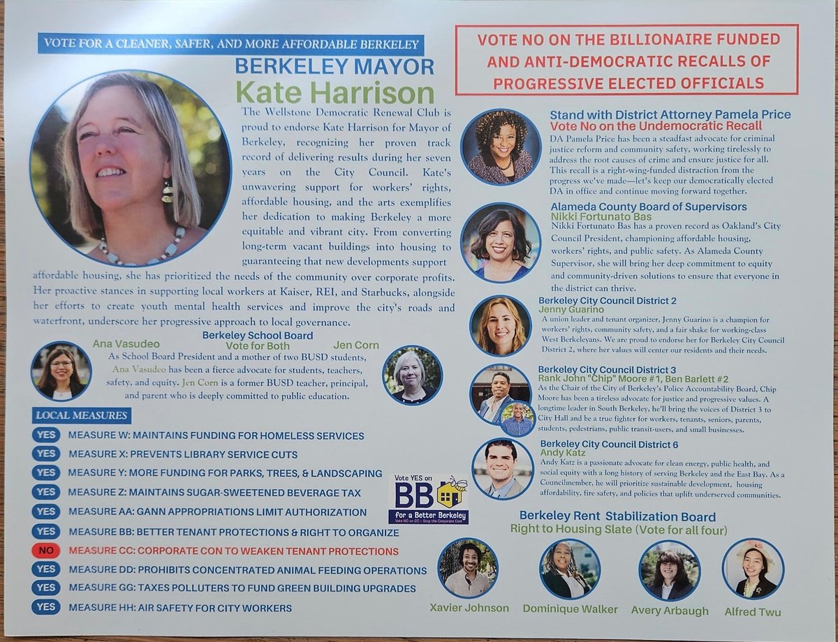 WellstoneDem's tweet image. Hey Oakland and Berkeley, make sure you hold onto our voter guide and go ahead and throw the crypto-funded Empower Oakland “guide” in the recycling.♻️ 

Our endorsements are for working people, not big coal, shady landlords, and crypto and tech oligarchs.

wellstoneclub.org/endorsements