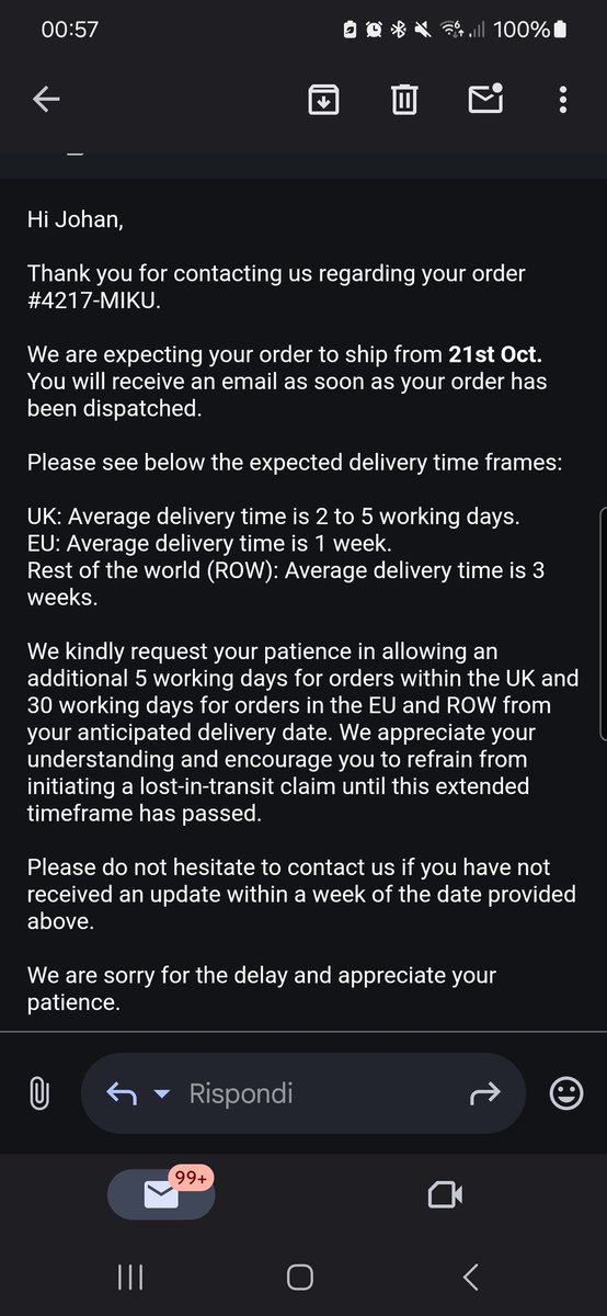 johanmanuelmen3's tweet photo. @Spiele_maus @mikuexpo I cancelled because they told me that for EU, it can hava an extra delay of 30days. https://t.co/UNYfWYOTWr