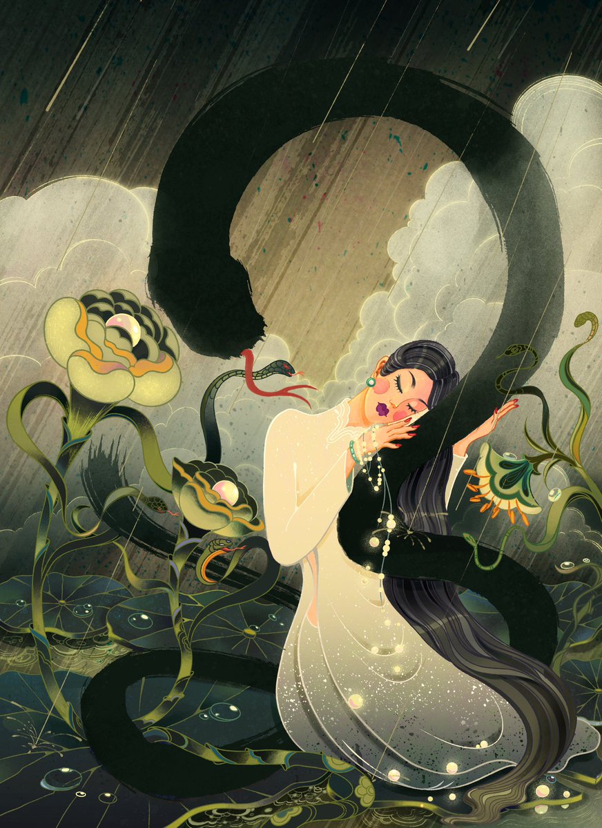 hoanphanart's tweet photo. From 1 brush stroke of Chinese ink on paper in the shape of a snake 🐍, It's actually hard to pull off a painting with green color. 

 #aodaivietnam #chineseink #snakeart #illustration #posterart #coverartwork #illustrationartists #vietnameseartist #vietnameseillustrator https://t.co/PaqefyGMvZ