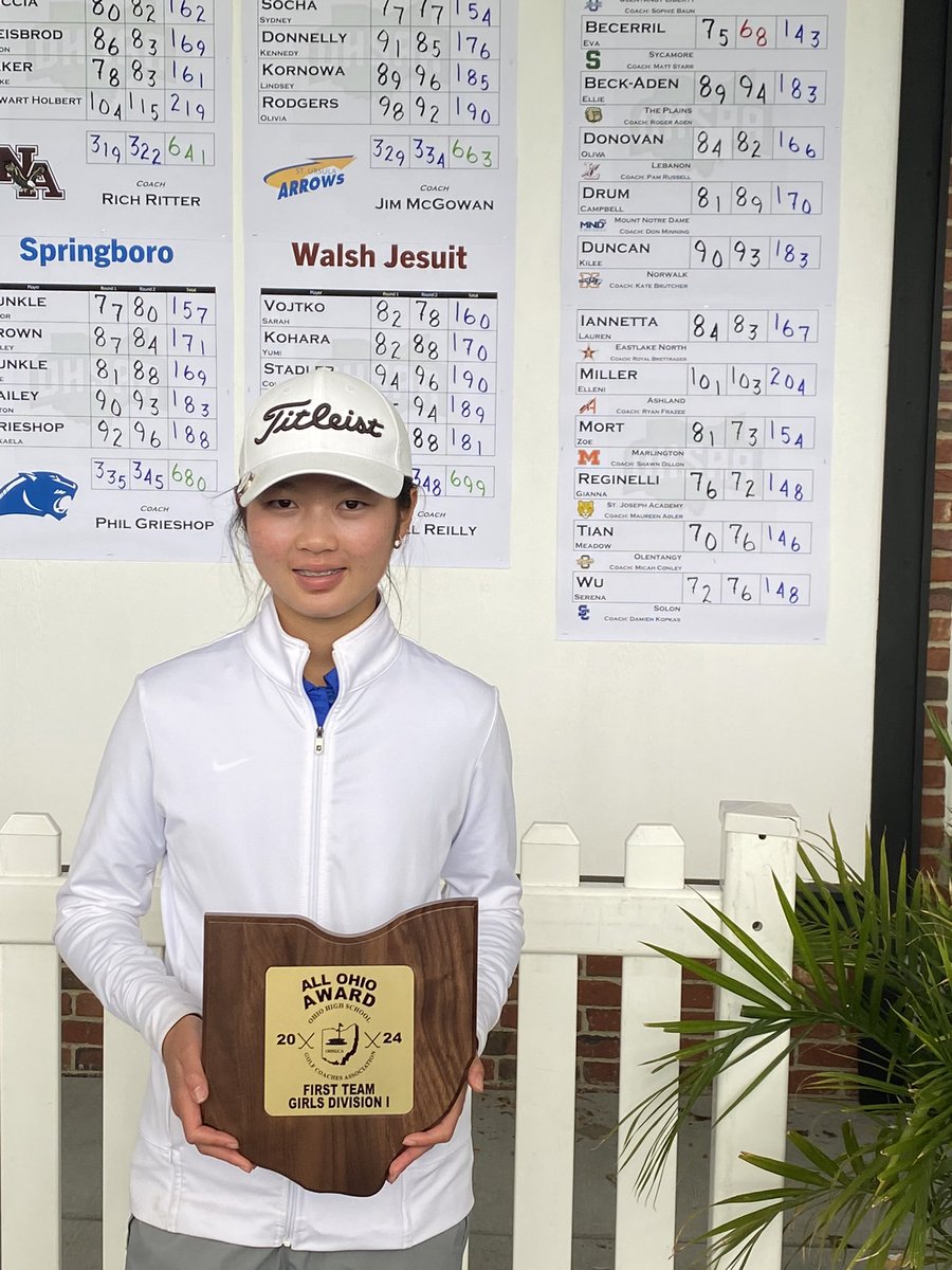 An impressive amount of poise shown by Serena. Tied for 4th place in the state with a score of 148, earning First Team All Ohio. Well deserved!!