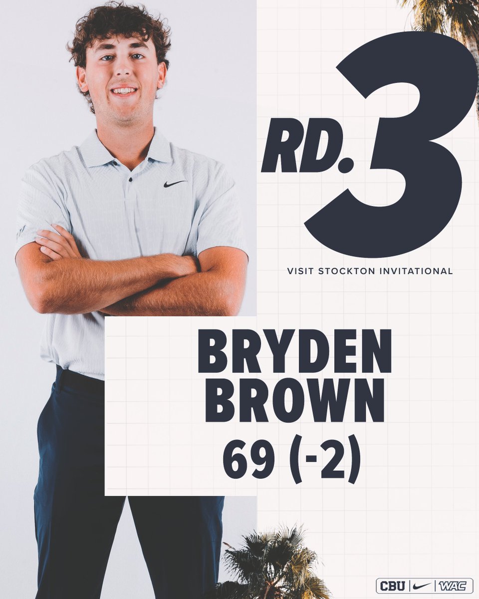 CBUMensGolf's tweet photo. Bryden Brown closes out the final round of the Visit Stockton Invitational with the lowest individual placement tied for 11th!

#LanceUp⚔️ https://t.co/IZyj0KG667