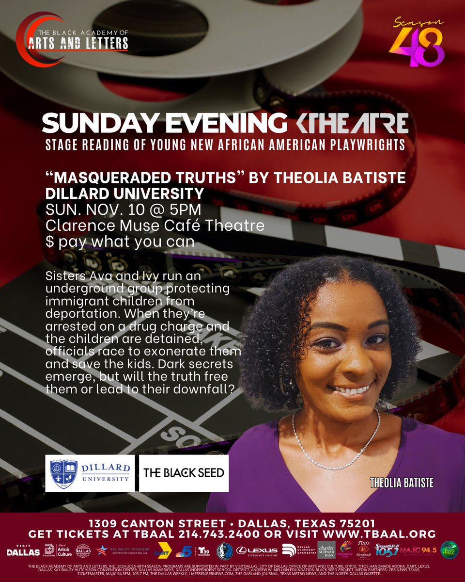 TBAAL's tweet photo. At #TBAAL we support Young African American Playwrights ๐ญ
๐๏ธMark Your Calendars for Sunday, November 10th at 5 p.m.
This is a ๐ฒPAY WHAT YOU CAN๐ฒprogram, so be sure to invite your friends and family!
#thingstodoindallas https://t.co/Mtnzsyrkxl
