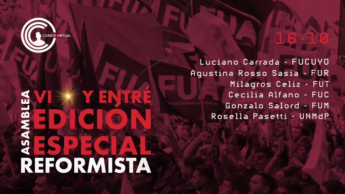 Nos encontramos hoy 22:30🚩
Se nos suma Gonzalo Salord (<a href="/gonzasalordd/">🇺🇦</a>) presidente de la FUM y Rosella Pasetti (<a href="/rosepasetti/">rosella m. pasetti</a>) consejera superior de la UNMdP. 
Los esperamos. 👇