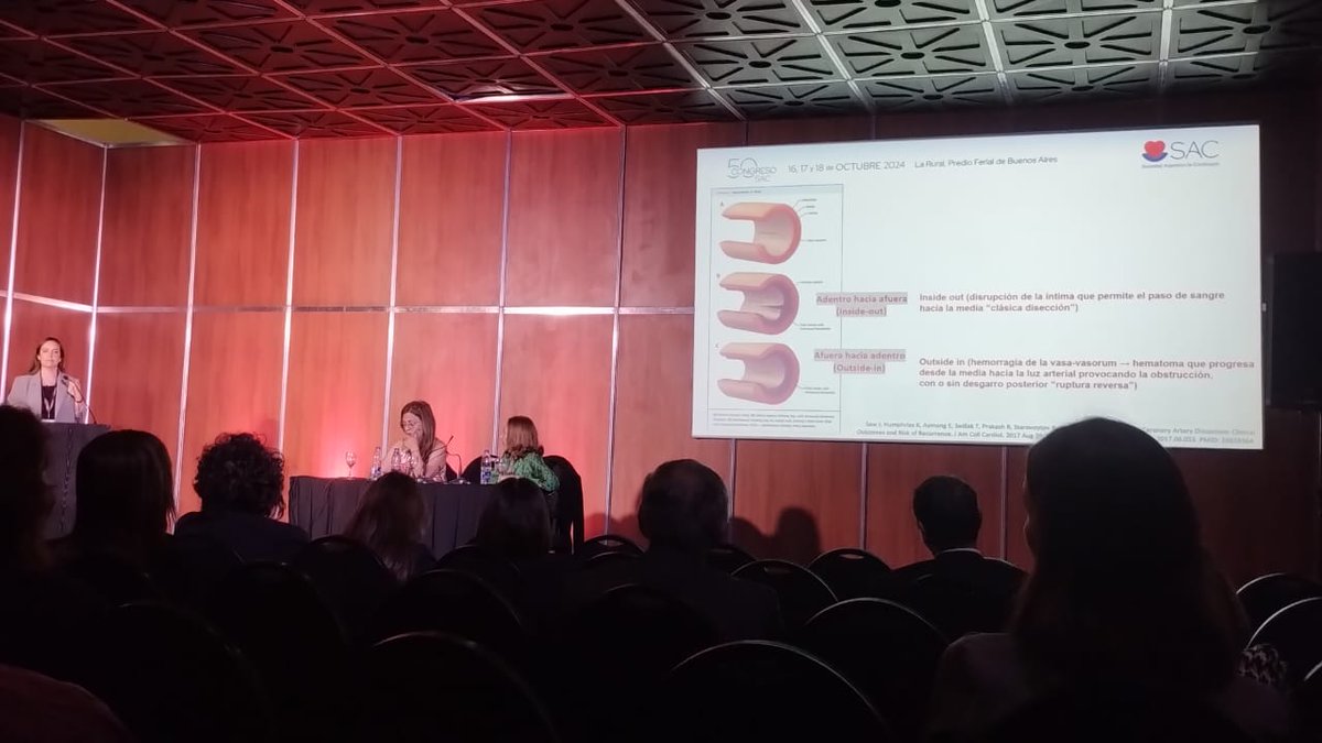 CorazonyMujer's tweet photo. 📣Imágenes imperdibles de nuestro gran comienzo de congreso @SAC_54
La Dra @CorreaSadouet hablando sobre: Disección coronaria espontánea: ¿cómo sospecharla, tratarla y seguirla?
👉En la mesa de Cardiopatía isquémica en la mujer, ¿debo pensar distinto?
#congresosac https://t.co/bm6iU3HSsz