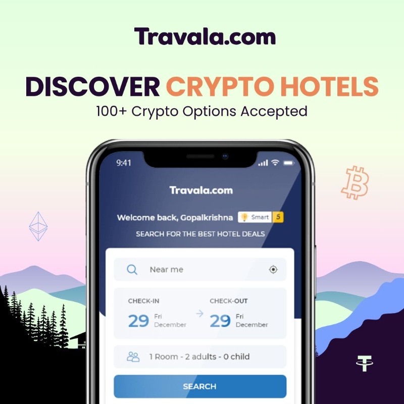 travalacom's tweet photo. 💸 100+ crypto options
🌴 2,000,000+ hotels