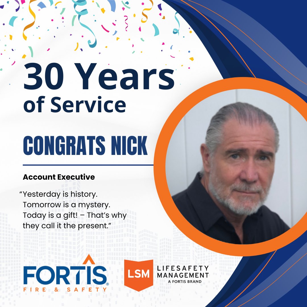 FortisFire's tweet photo. 30 years of service with any company is impressive, and we’re so glad that Nick chose to spend his past 30 years with LifeSafety Management.

#FireSafety #BoyntonBeach #FloridaBusiness #AccountExecutive https://t.co/Ox06nOJ9XB
