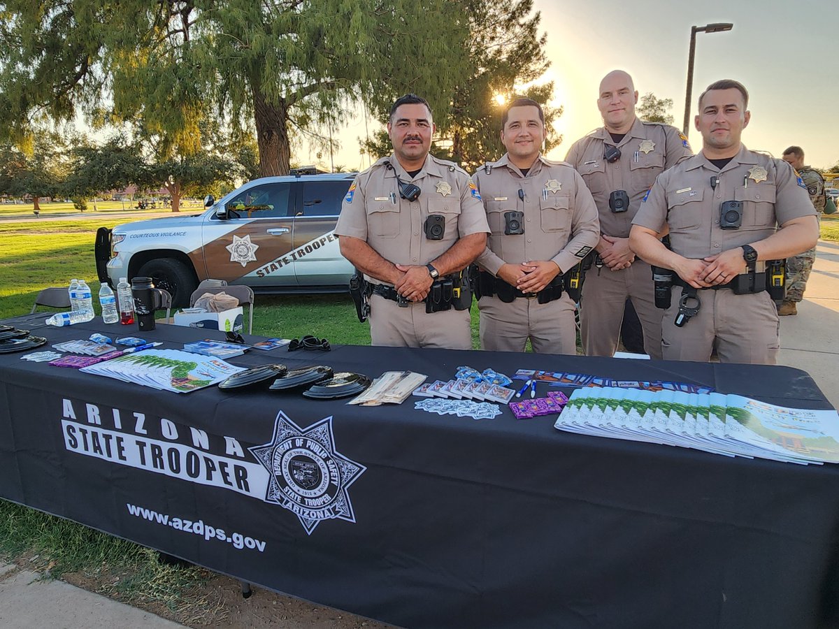 Arizona_DPS's tweet image. Cpt. Gastelum &amp;amp; Troopers Armstrong, Garcia-Gutierrez &amp;amp; Romero represented AZDPS at the Maryvale Block Watch G.A.I.N. event on Oct. 12. These events focus on strengthening police-community partnerships and promoting safety, awareness &amp;amp; unity. #AZTroopers #CourteousVigilance