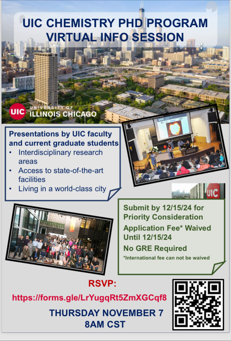 Research Group of J. Cabana (@cabanachemistry) on Twitter photo Want to do a PhD in a vibrant department with access and connections to cutting-edge facilities (such as <a href="/argonne/">Argonne National Lab</a>), in a fantastic city? Join us for a virtual session to find out how and discover what we have to offer! Want to do a PhD in a vibrant department with access and connections to cutting-edge facilities (such as <a href="/argonne/">Argonne National Lab</a>), in a fantastic city? Join us for a virtual session to find out how and discover what we have to offer!
