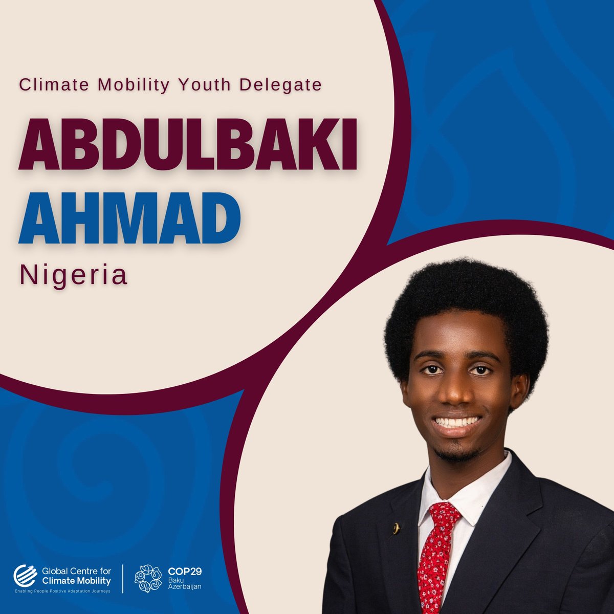 🌍 Meet Abdulbaki Ahmad, Climate Mobility Youth Delegate from Nigeria for COP29!

Growing up in northern Nigeria, Abdulbaki has personally experienced the devastating effects of climate-induced migration, which fuels his passion and motivation for climate justice.