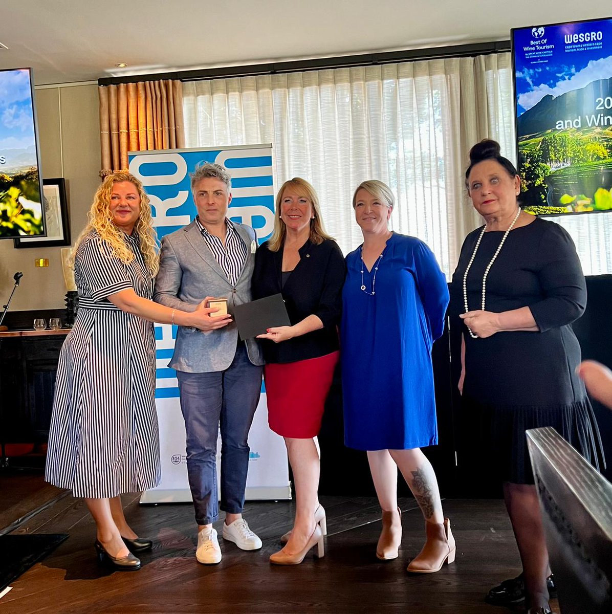 StellWineRoute's tweet photo. Congrats to stars at #BestOfWineTourism Awards! 🏆✨ DelaireG 1st Accom + 2nd in Arch/ture &amp; Lscape + Art/Cultr; Rust/Vrede, 2nd Culnry Exp; Ernie Els, 2nd W/Tour Servs; Jordan, 2nd in Sust Pract;
Spier, 1st Art &amp; Clture;
Mratie, 2nd Auth SA Exp;
Hartenbg, 1st Conservn Pioneer. https://t.co/osBcXCo4hJ