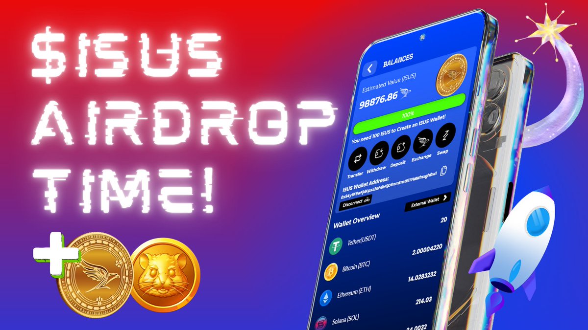$ISUS Airdrop worth $2,000,000!!

THE RULES ARE SIMPLE AND CLEAR!

Post this post from your own Twitter account. Tag 9 people and the <a href="/isusgoofficial/">isusgoofficial</a> account.

Like and retweet this post. Write 'Long live $ISUS' in the comment section of the post.

Each participant will receive a