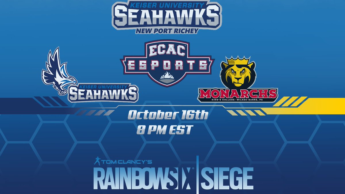 Tonight our NPR esports team competes against King College in Rainbow Six!

#seahawks #keiseruniversity #ecacesports #ecac #rainbowsixsiege