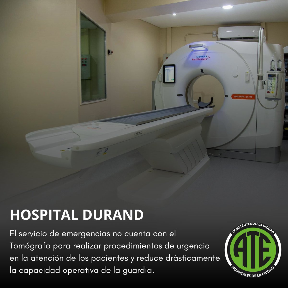 ⚠️ Trabajadores del #HospitalDurand
Denunciaron que el establecimiento se encuentra en pésimas condiciones que afectan a los pacientes. A esto se le suma la falta del tomógrafo para realizar procedimientos urgencia.