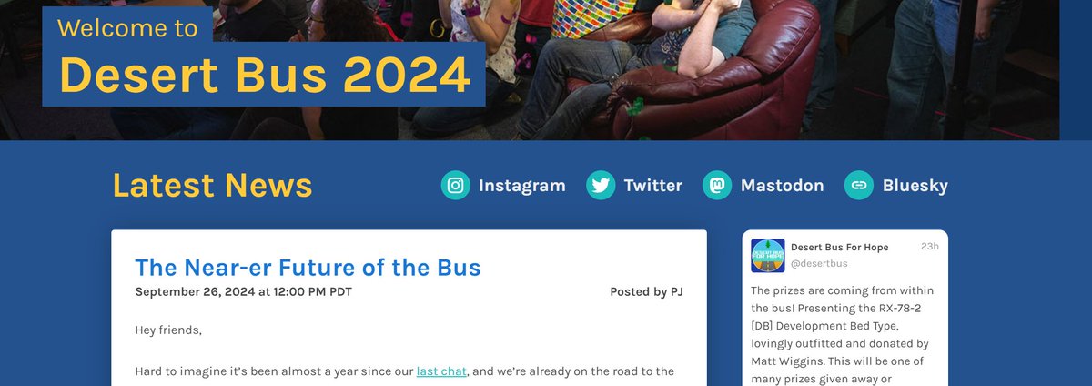 Feels like a perfectly cromulent day to mention that you can stay up-to-date with all things Desert Bus 2024 and beyond at desertbus.org