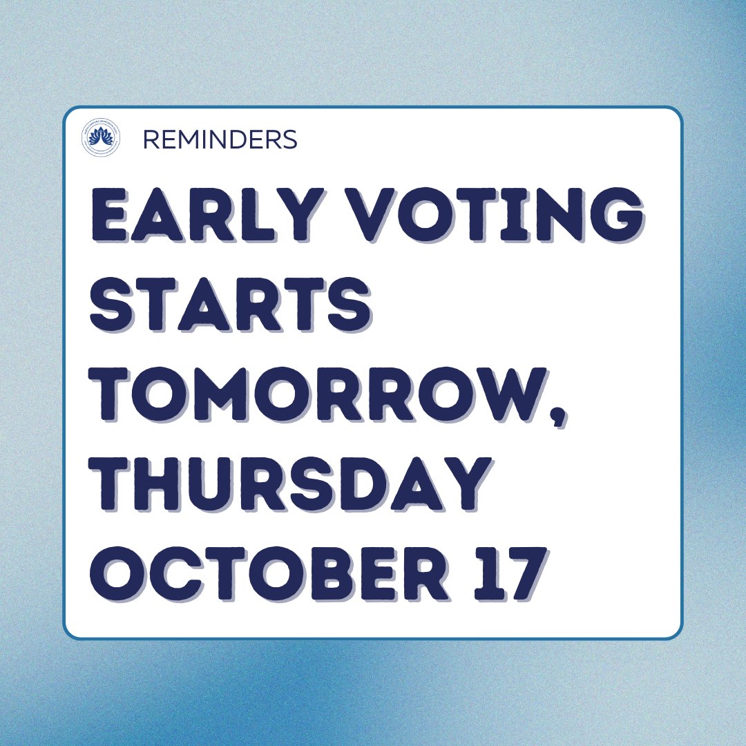aapi_ncdp's tweet image. 🚨Tomorrow is the FIRST day of Early Voting in NC. Make your voice heard &amp;amp; avoid the long lines by voting before Election Day!

#ncpol #aapi #ncdemocrats #HarrisWalz