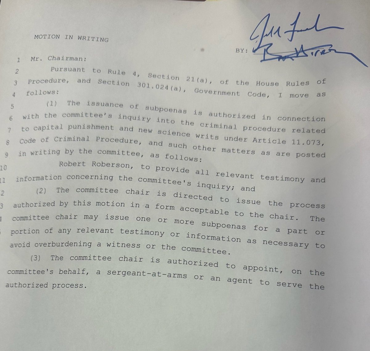 Scott Braddock (@scottbraddock) on Twitter photo In a historic bid to halt a Texas execution, Chairman <a href="/leachfortexas/">Jeff Leach</a> subpoenas death row inmate #txlege In a historic bid to halt a Texas execution, Chairman <a href="/leachfortexas/">Jeff Leach</a> subpoenas death row inmate #txlege