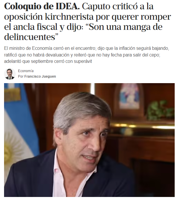 CarlosMaslaton's tweet photo. La acusación viene del mayor delincuente financiero de la historia argentina, criminal contra el estado y contra el pueblo argentino todo. Si a alguien o a algo hay que "auditar" en el país es a Luis Caputo y a los ministerios de Luis Caputo en 2015-2018 y 2023-2024. https://t.co/dEnyWchmQt