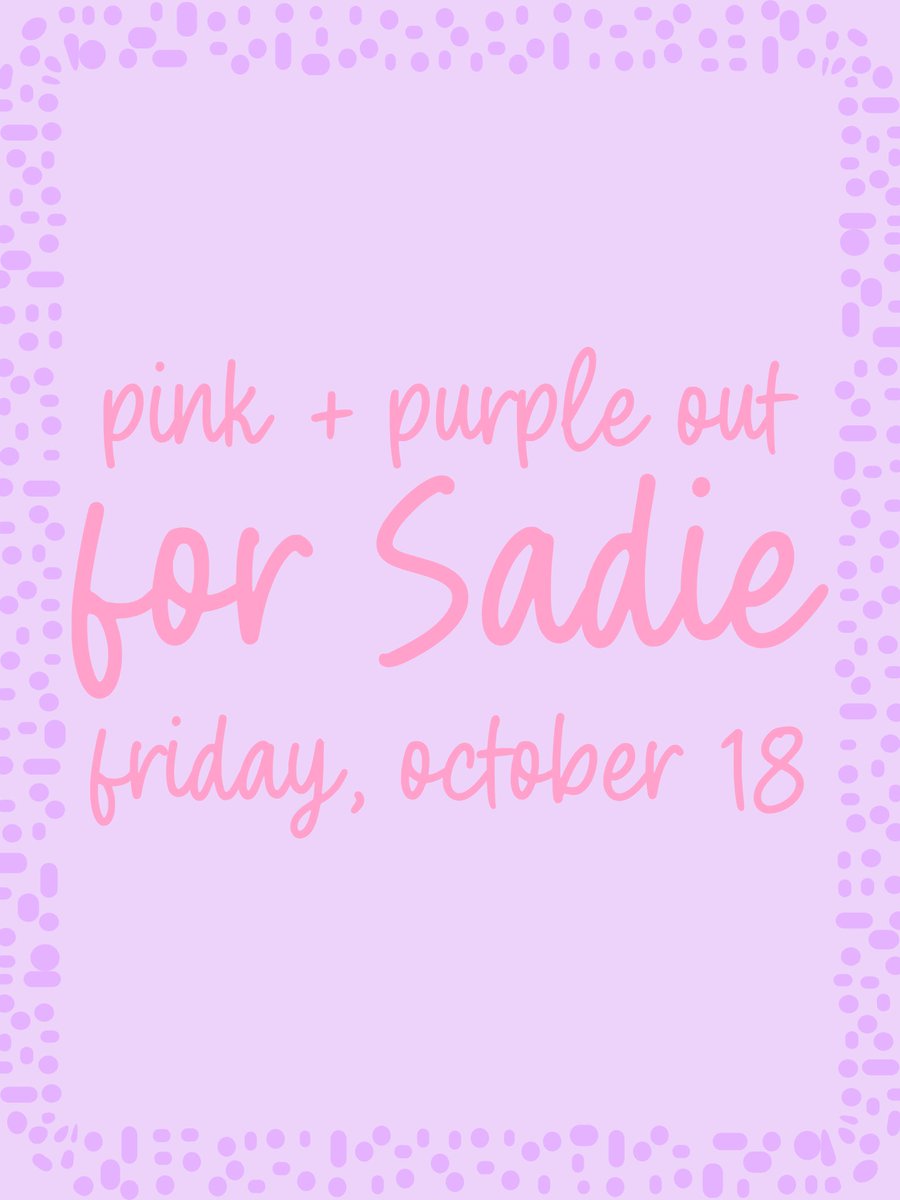 This is such a heartbreaking loss for our Talonette Family. Sadie will forever be in our hearts! Wear pink and purple Friday to support our girl. #smileforsadie