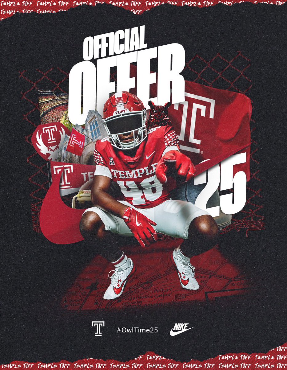 Dylan_Fl0w3rs's tweet photo. Blessed to receive an offer from Temple University !!#AGTG🙏🏾#OwlTime
@Coach_Scott31 @Temple_FB @cocfb @DlineCoachEd @CoachICOC @JUCOFFrenzy @JuCoFootballACE https://t.co/MConuTZOrY