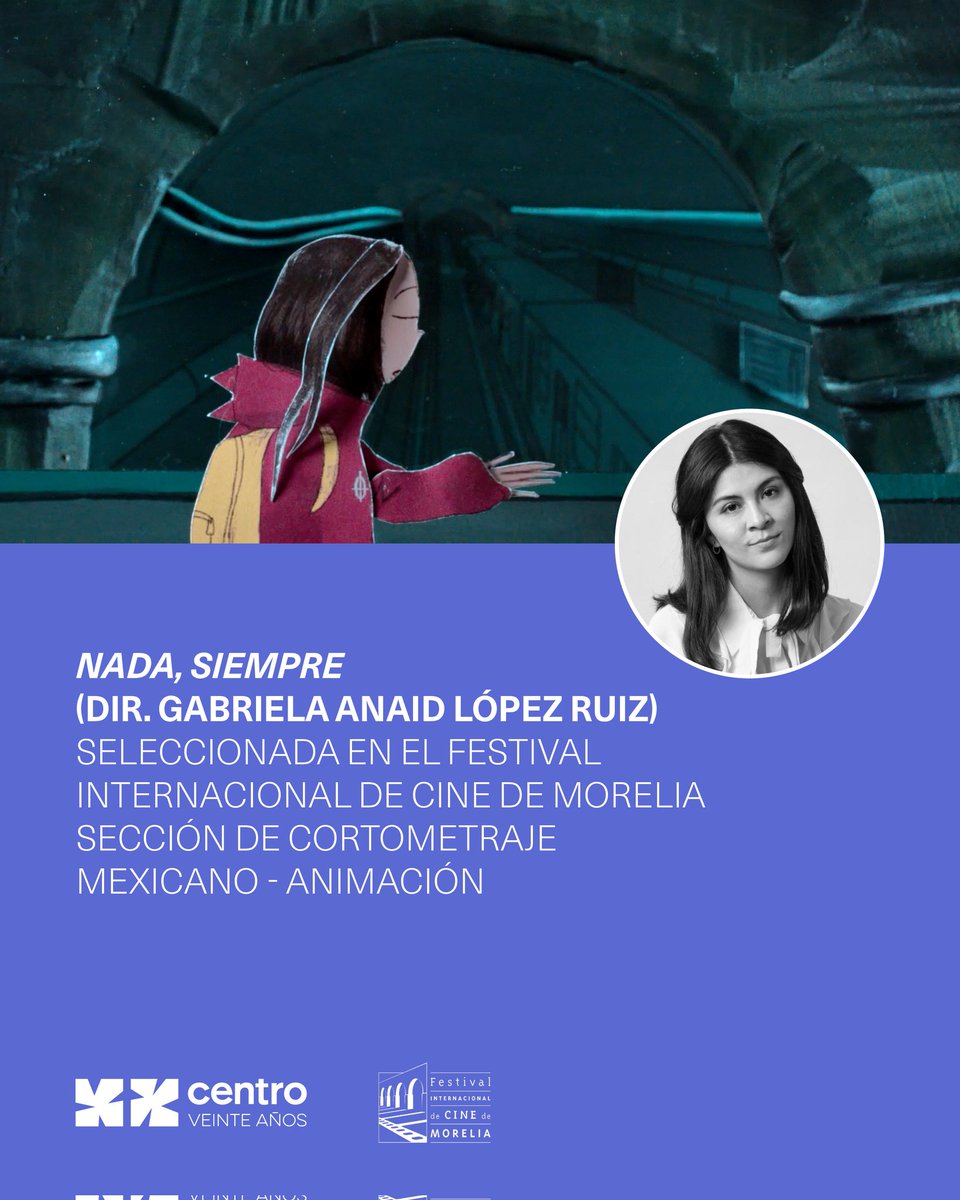 centro_news's tweet photo. ¡Nos vamos al @FICM! El corto "Nada, siempre" ( dir. Gabriela López Ruiz) compite en esta edición y estamos emocionadxs. Te dejamos los horarios del programa Cortometraje Animado 1 para que vayas a ver y apoyar al #TalentoCENTRO. https://t.co/x80VDcJ7C5