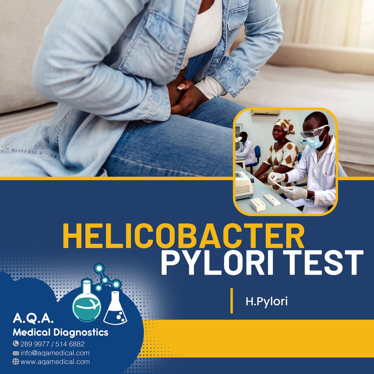 Persistent stomach pain ❓ Bloating ❓ Nausea ❓ It might be H. pylori – a common bacteria 🦠 that can cause digestive discomfort.

Here’s the good news: AQA Lab’s diagnostic tests 🧪 can help you uncover the truth and pave the way ➡️ for effective treatment.