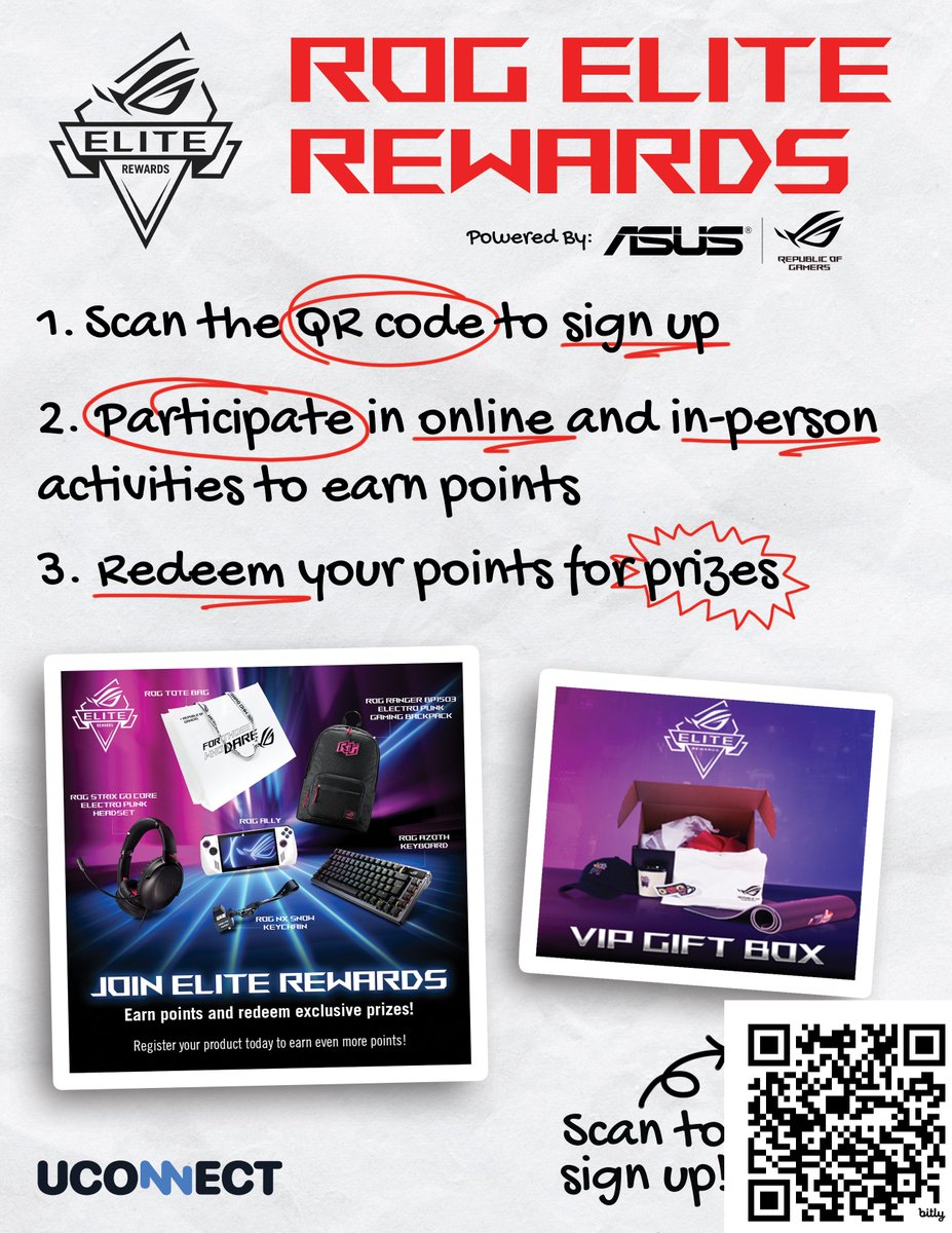 Campaign ends end of Fall semester!  Students can sign up for ROG Elite Rewards for FREE and unlock tons of cool peripherals, swag, and prizes just for participating in challenges! Sign up here to support your school!