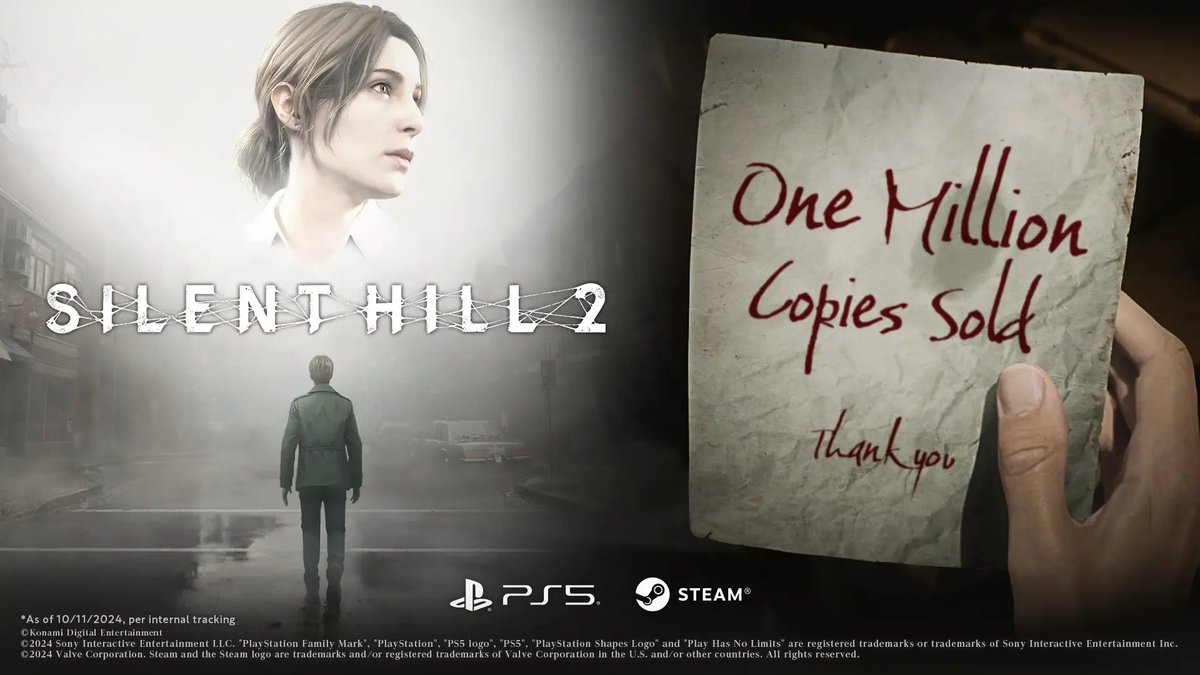 Wario64's tweet image. Silent Hill 2 has sold 1 million copies