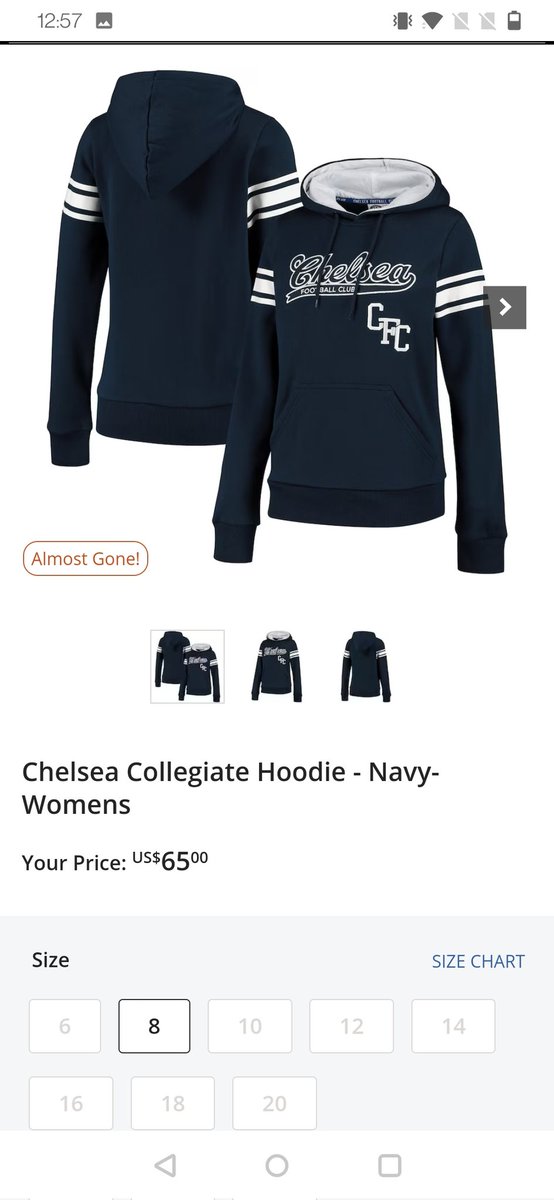 BritneyChordash's tweet photo. Hey @ChelseaFC is it possible to make more of this sweatshirt? I would love to get one, but I need a large (14) and only 8 is available. https://t.co/JpVXYQjjca