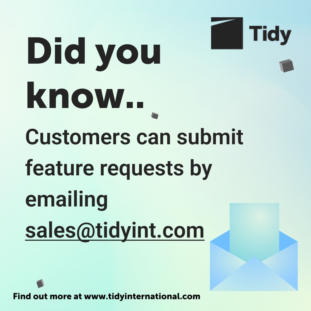 Something missing from Tidy?? Get in touch and let us know what you want to see in your Tidy account 📧

#featurerequests #tidyinternational #inventorymanagement #tidystock