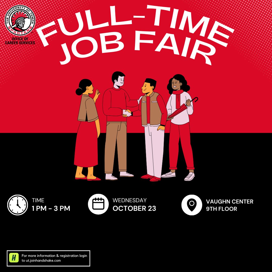 Ready to kickstart your career?🚀 Join us at the Full-Time Job Fair on October 23rd! 🌟 Meet top employers, explore exciting opportunities, and take the next step toward your dream job. Don't miss out—your future starts here! 💼