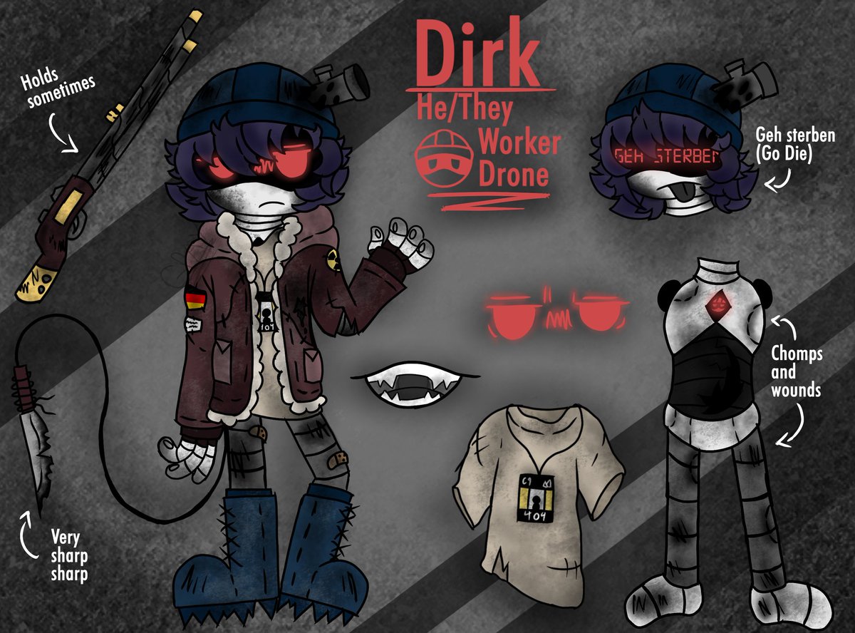 TheGreyTanuki's tweet photo. Lol I actually finished it, his name is Dirk and he is a mentally ill cannibal
#murderdrones #murderdronesoc #oc #art #murderdrone #workerdroneoc #originalcharacterart https://t.co/3Y9PamgF18