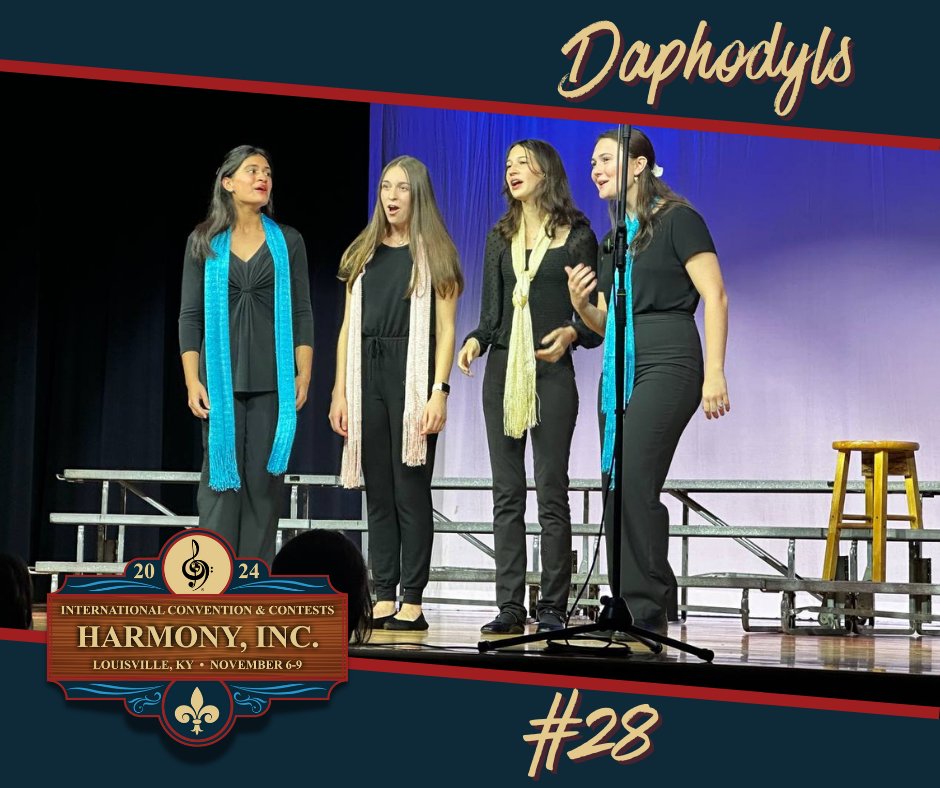 Our last quartet brings their youthful energy to the IC&amp;C stage in Louisville.  Please welcome contestant #28, the Daphodyls, representing Sisters of Sound and the Unaccompanied Minors.

For more info about convention, visit harmonyinc.org/ICC
#HILouisville #ICC2024