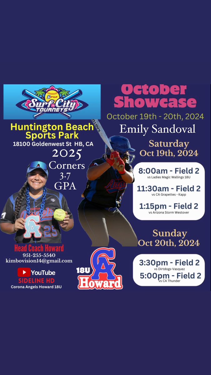 emisandoval2025's tweet photo. Showcase time! Hope to see you at HB this weekend💙🏖️
@Fullerton_SB @UNLVSoftball @anthony_aresco @StaceyNuveman @fearny37 @CoachCurly_ @UCSD_CoachP @crockettpope @CharMorgan34 @Tschweik14 @StacyMayJohnson @Hey_Coach_Bobby @CoachSowderLBSU https://t.co/UfIrcfUwdU