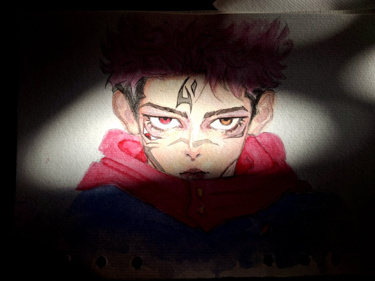 nix1193's tweet photo. O sol fazendo composição nas minhas aquarelas de jujutsu ✨ https://t.co/xxx0w2mzkH