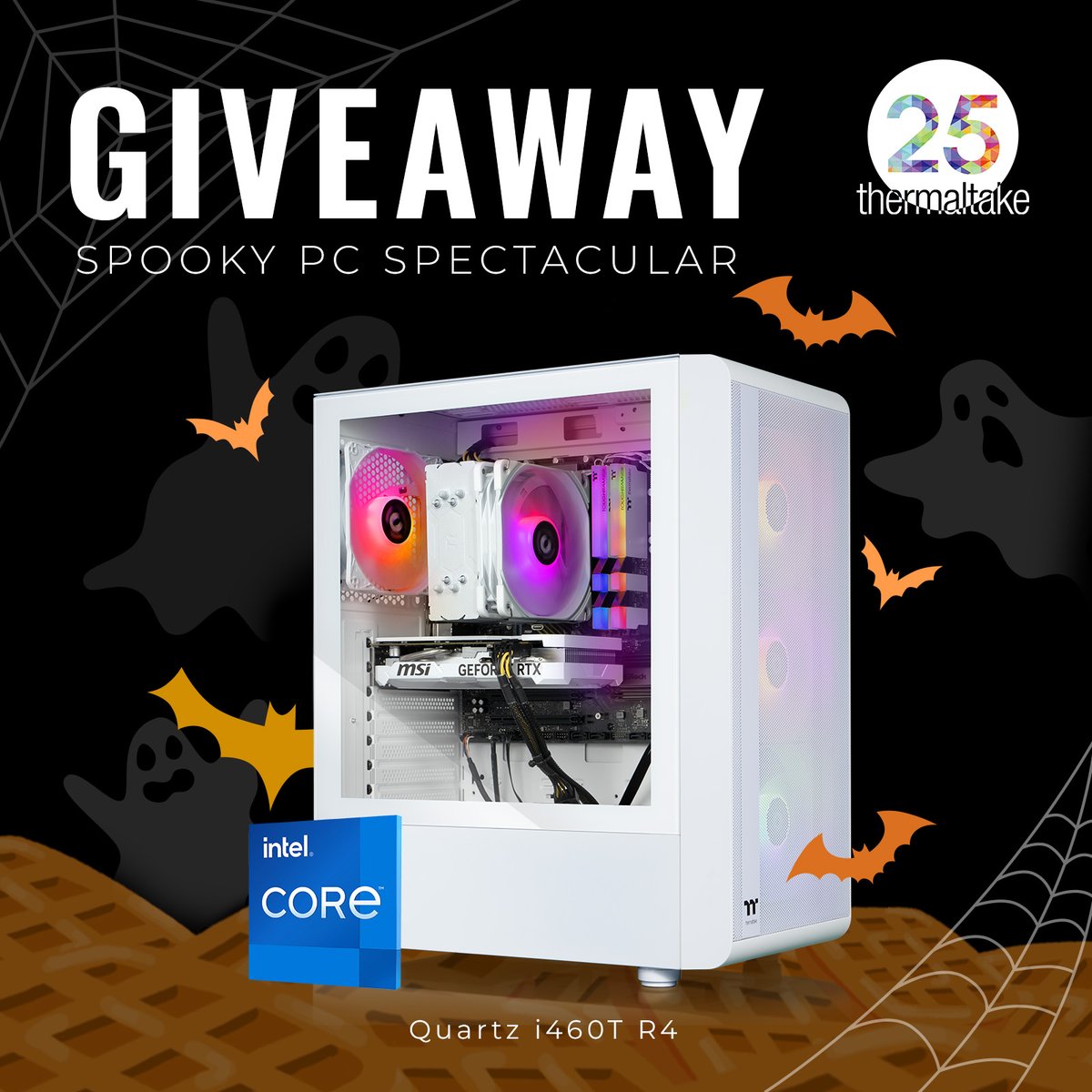 Thermaltake_na's tweet photo. 📢📢 GIVEAWAY ALERT 📢📢

We're giving away one ready-to-game @intelgaming-powered PC each month until the end of 2024 to round out our 25th anniversary year!

First up is this Quartz i460T R4 PC for our Spooky PC Spectacular 🎃Like + share, and enter here:  https://t.co/6RG60H20HB

*Open only to US and Canadian residents 18 years and older! See T&C for full rules.