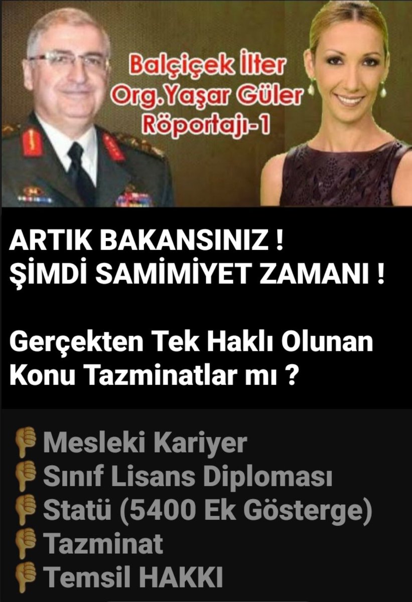 #AstsubayaAdaletYürüşü
17 EKİM DÜNYA ASTSUBAYLAR GÜNÜ
KUTLU OLSUN. 
Adalet Astsubay'lar için tecelli etmeyecekse gök girsin kızıl çıksın.