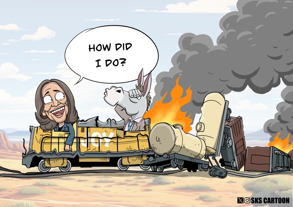 skscartoon's tweet photo. My first thought on the #KamalaHarris's FOX interview. https://t.co/uVDMAqDLbH