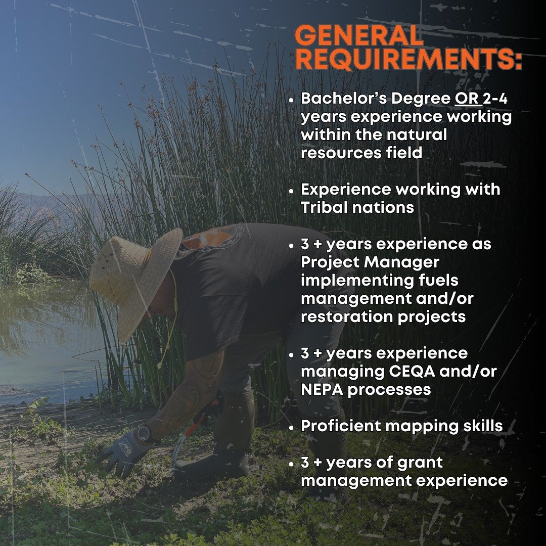 🌱3 + years experience managing CEQA and/or NEPA processes
🌱Proficient mapping skills
🌱3 + years of grant management experience.
To apply...