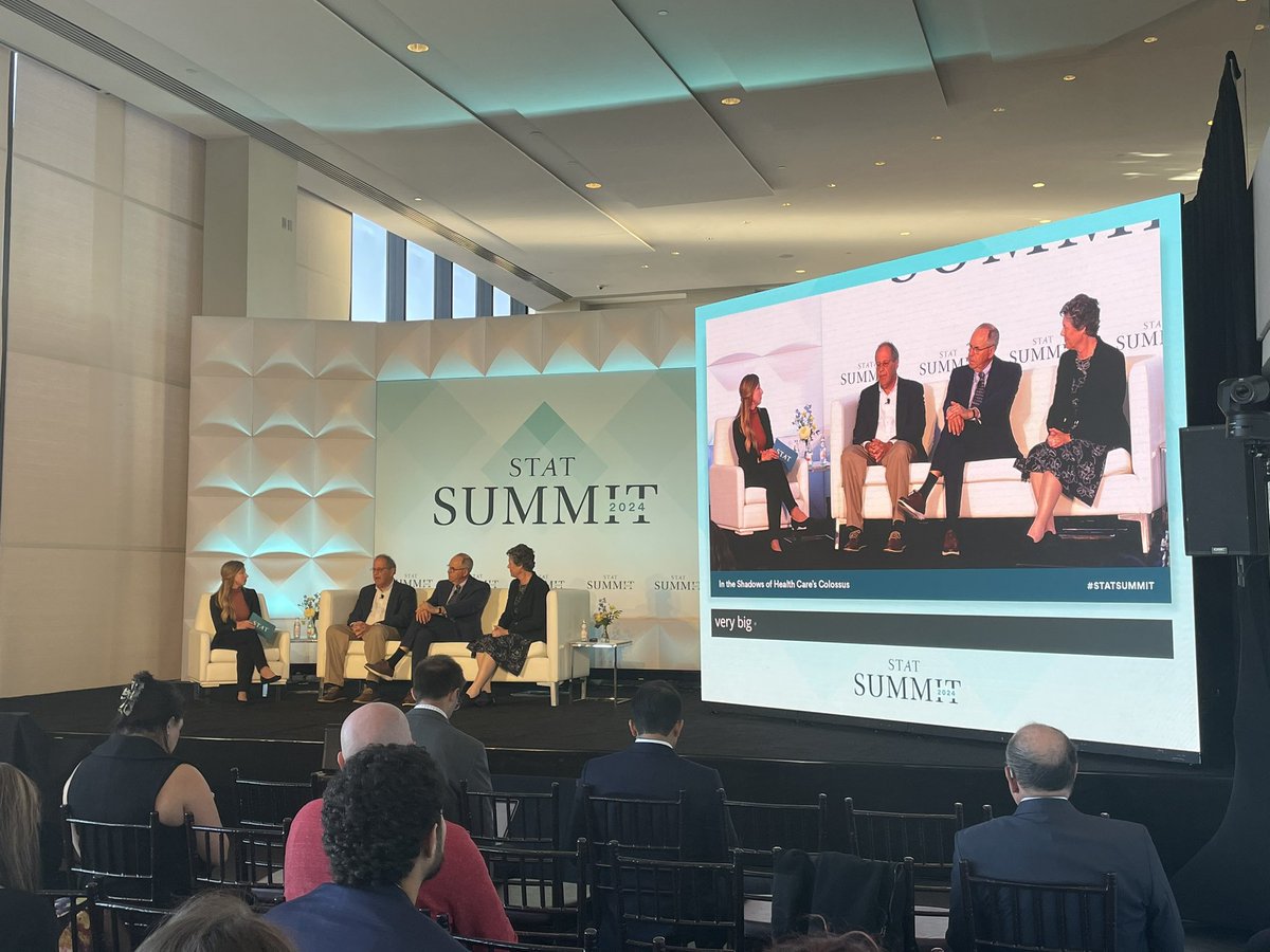 statnews's tweet photo. STAT’s investigation ‘Health Care’s Colossus’ came to life on stage today at #STATSummit with Rubin Hirsch, Michael Good and Susan Baumgaertel who were interviewed for this series. https://t.co/hbYvEScvAB