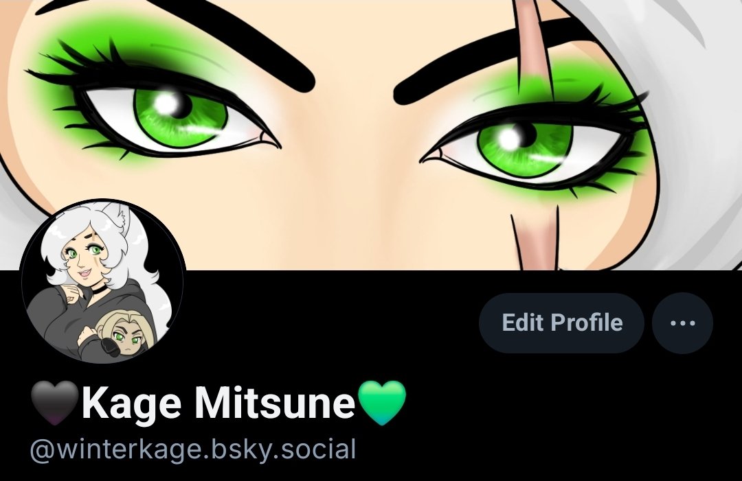 KageMitsuneTTV's tweet photo. If more people are coming over to bsky here's a reminder that I use my other username there lol. 🖤💚 https://t.co/tn762a0tN5