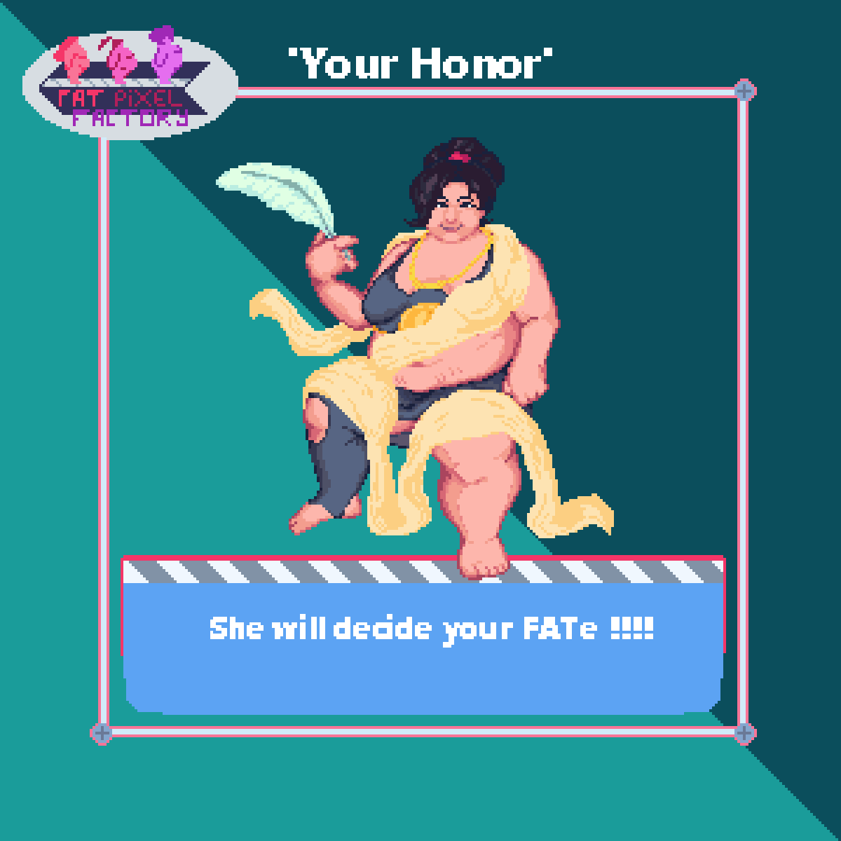FatpixelFactory's tweet photo. The second oc, you can call her 'Your Honor", be carefull, she is very determined!
#fatart #bbwwomen #bbwgodddess #Pixelart #pixelartist https://t.co/INqYAvi4kO
