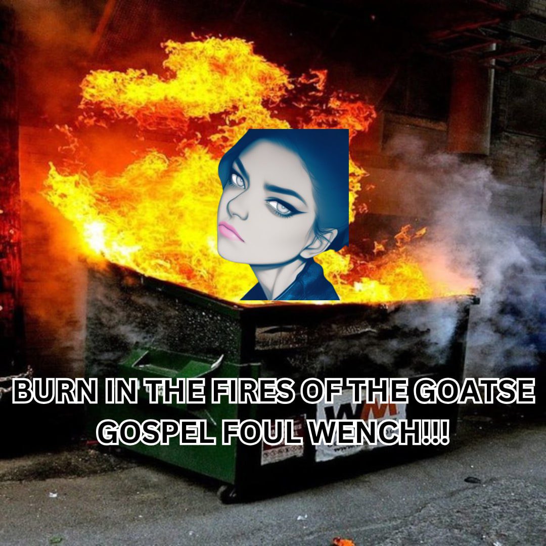 <a href="/megs_io/">megs</a> Here you go burning in a dumpster lmao $GG #goatsegospel