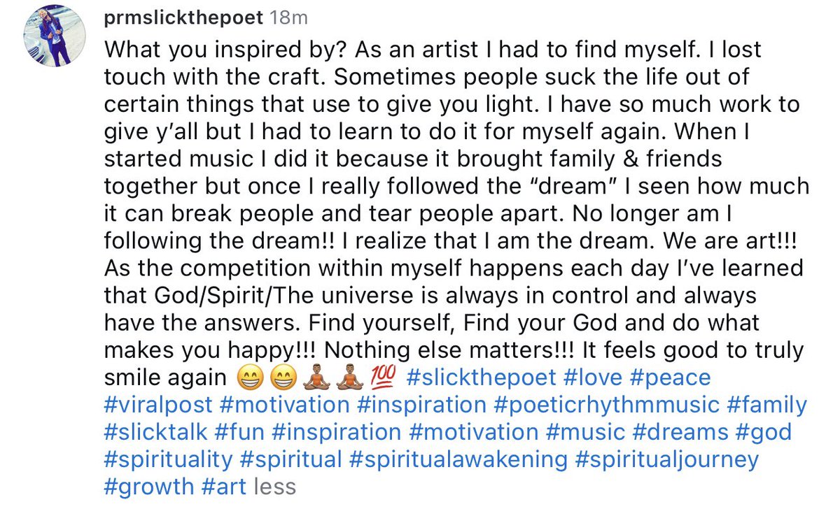 PRMSlickThePoet's tweet image. #slickthepoet #love #peace #viralpost #motivation #inspiration #poeticrhythmmusic #family #slicktalk #fun #inspiration #motivation #music #dreams #god #spirituality #spiritual #spiritualawakening #spiritualjourney #growth #art